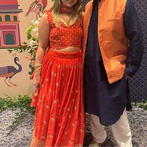 Orange Indian lehenga set